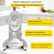Happyment Ijscrusher Deluxe - Zilver - Smoothie maker - Slush maker- Cocktail ijs - RVS