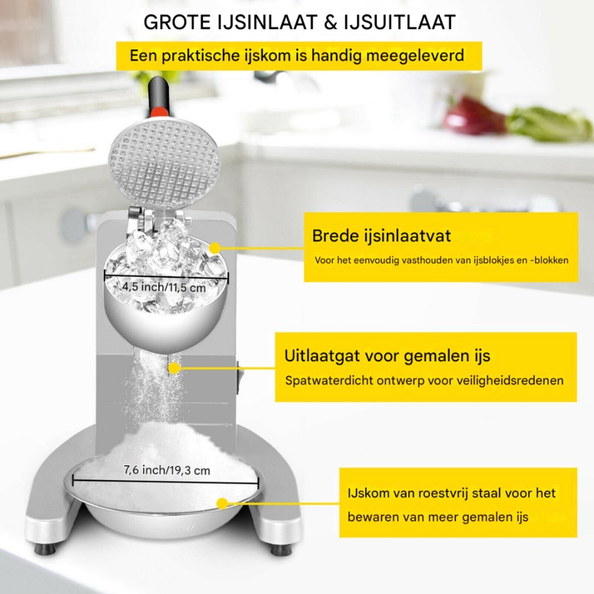 Happyment Ijscrusher Deluxe - Zilver - Smoothie maker - Slush maker- Cocktail ijs - RVS
