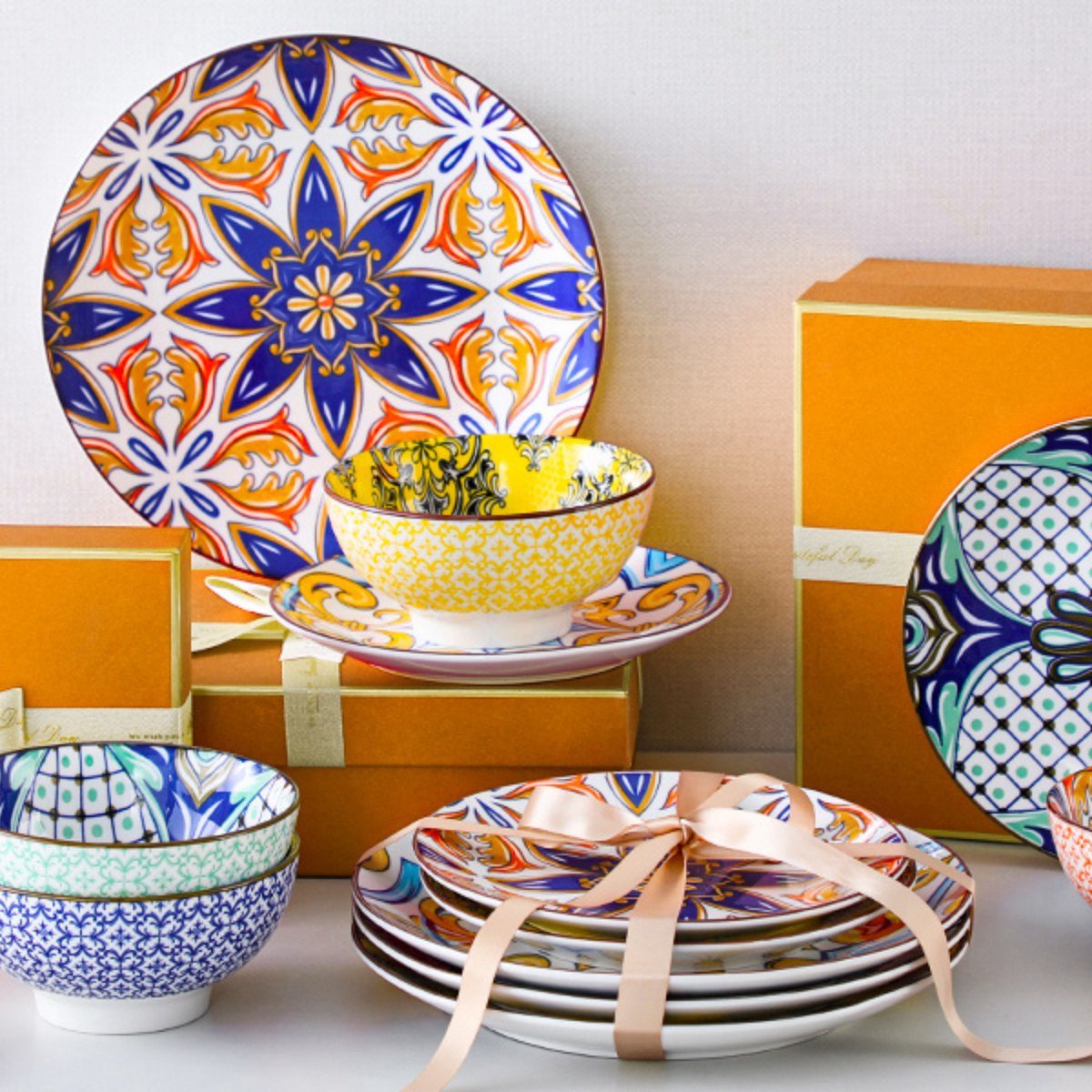 Mosaïque Bellagio Serviesset - 12 delig - 4 persoons - Mozaïek - Dinerborden - Bordenset - Diepe borden - Ontbijtborden - Servies - Keukenservies