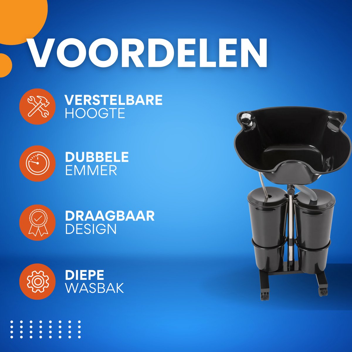 Mobiele wasbak - Haarwasbak - Wastafel - Kapper - Mobiele thuiskapper - In Hoogte Verstelbaar - Diepe Wasbak voor Thuis, Kapper & Schoonheidssalon/Spa - Zwart