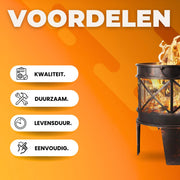Vuurkorf 58x45 cm - Vuurschaal voor buiten - Tuinhaard - Terrashaard - Geschikt voor BBQ