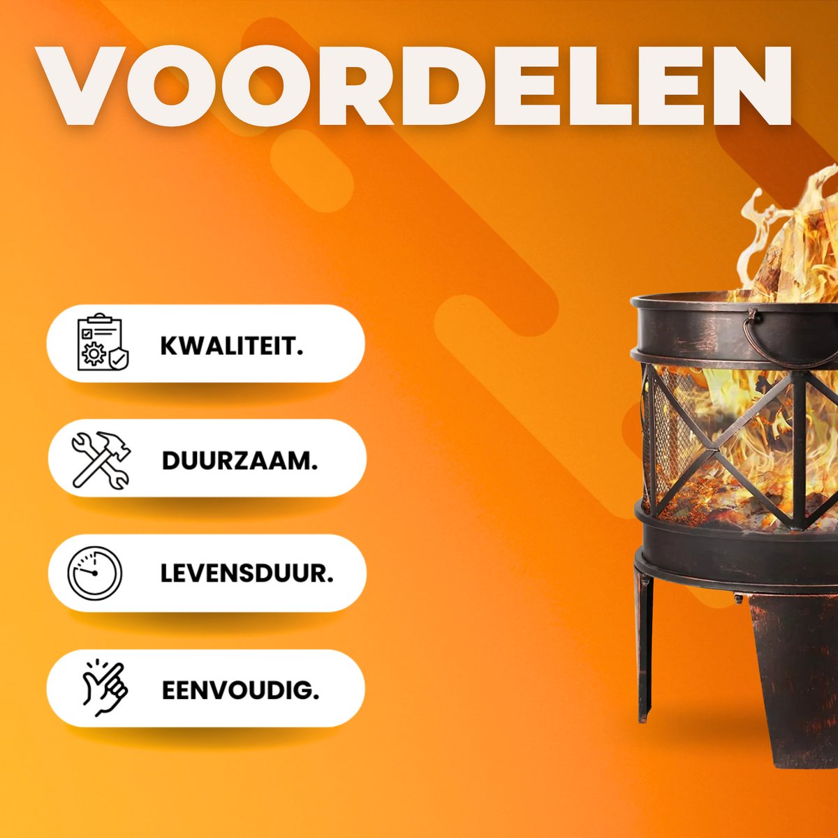 Vuurkorf 58x45 cm - Vuurschaal voor buiten - Tuinhaard - Terrashaard - Geschikt voor BBQ