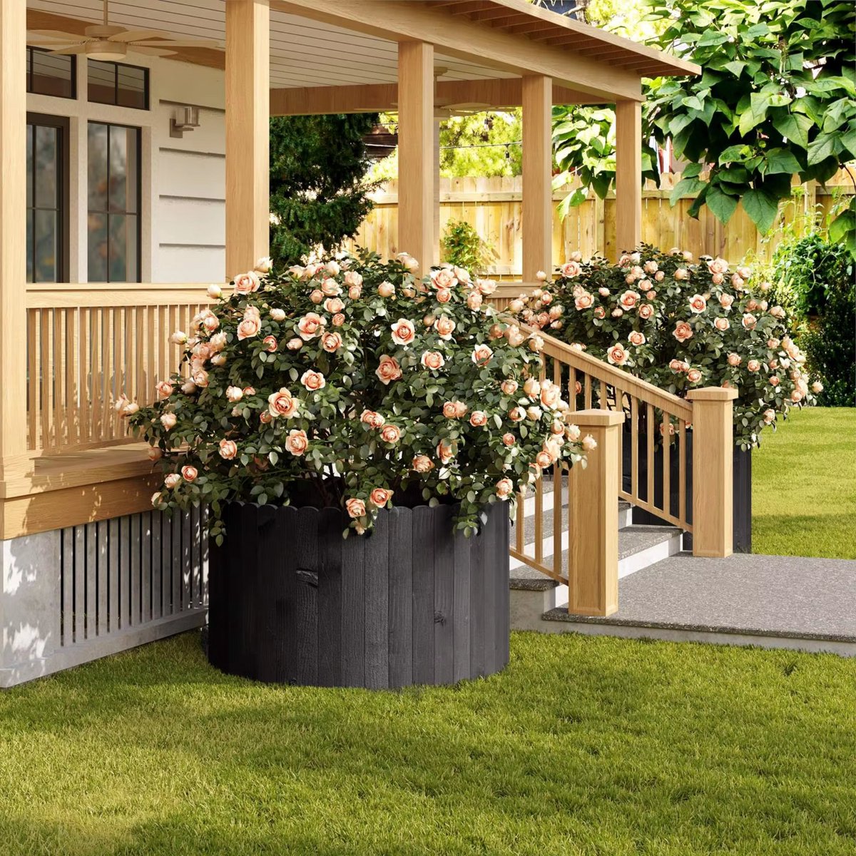 Tuin Gras Gazon Rand - Flexibele Houten Border voor Tuinhek - Tuinafboording voor Outdoor Landschap & Tuindecoratie - 203x20x1.4cm Zwart