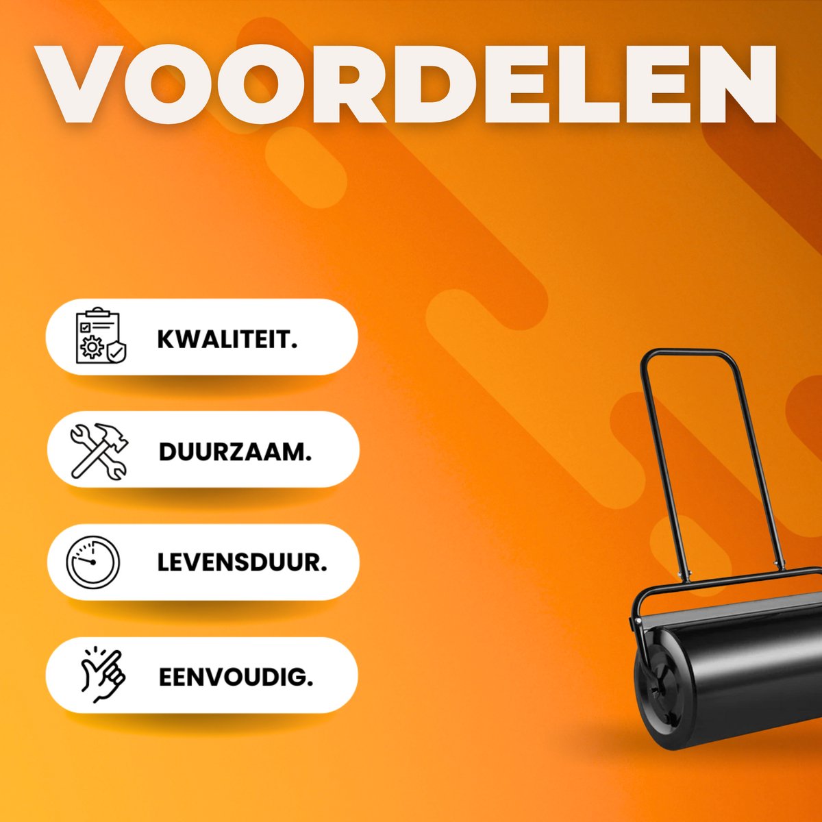 Gazonroller - Grasroller Handmatig - 70x32x113 cm - 46L - Voor Grasverzorging
