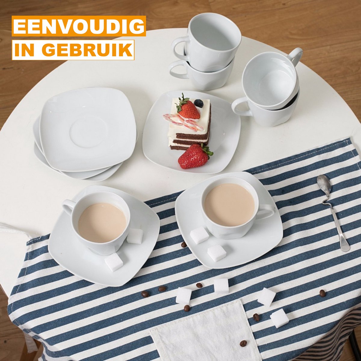 Fiorenzo Mokkenset - 6 stuks - Wit - Dinerborden - Bordenset - Diepe borden - Ontbijtborden - Servies