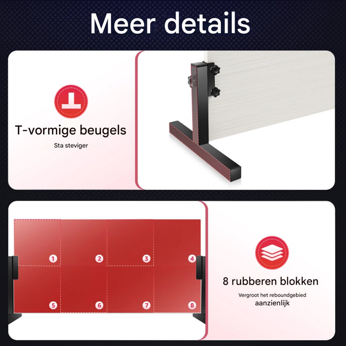 Tafeltennis trainier - Bounce board - Pingpong - Met 8 rubberen blokken en 360° verstelbare hoek - Duurzaam trainingsbord