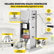 Worstenvuller deluxe - 5L - Worstmaker - Worstmachine - RVS