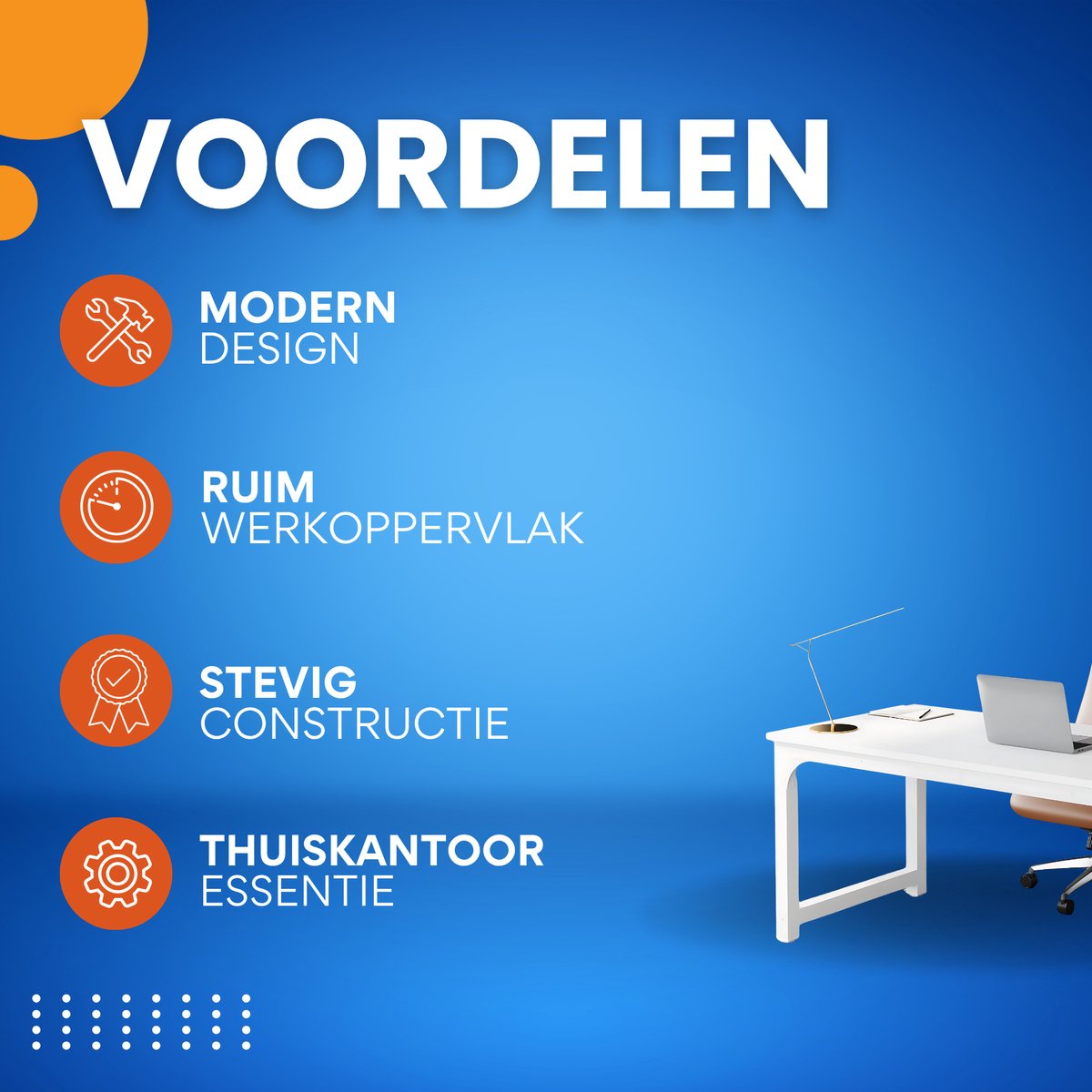 Bureau Veyra - 160cm - Wit - Computerbureau - Voor thuis of werk
