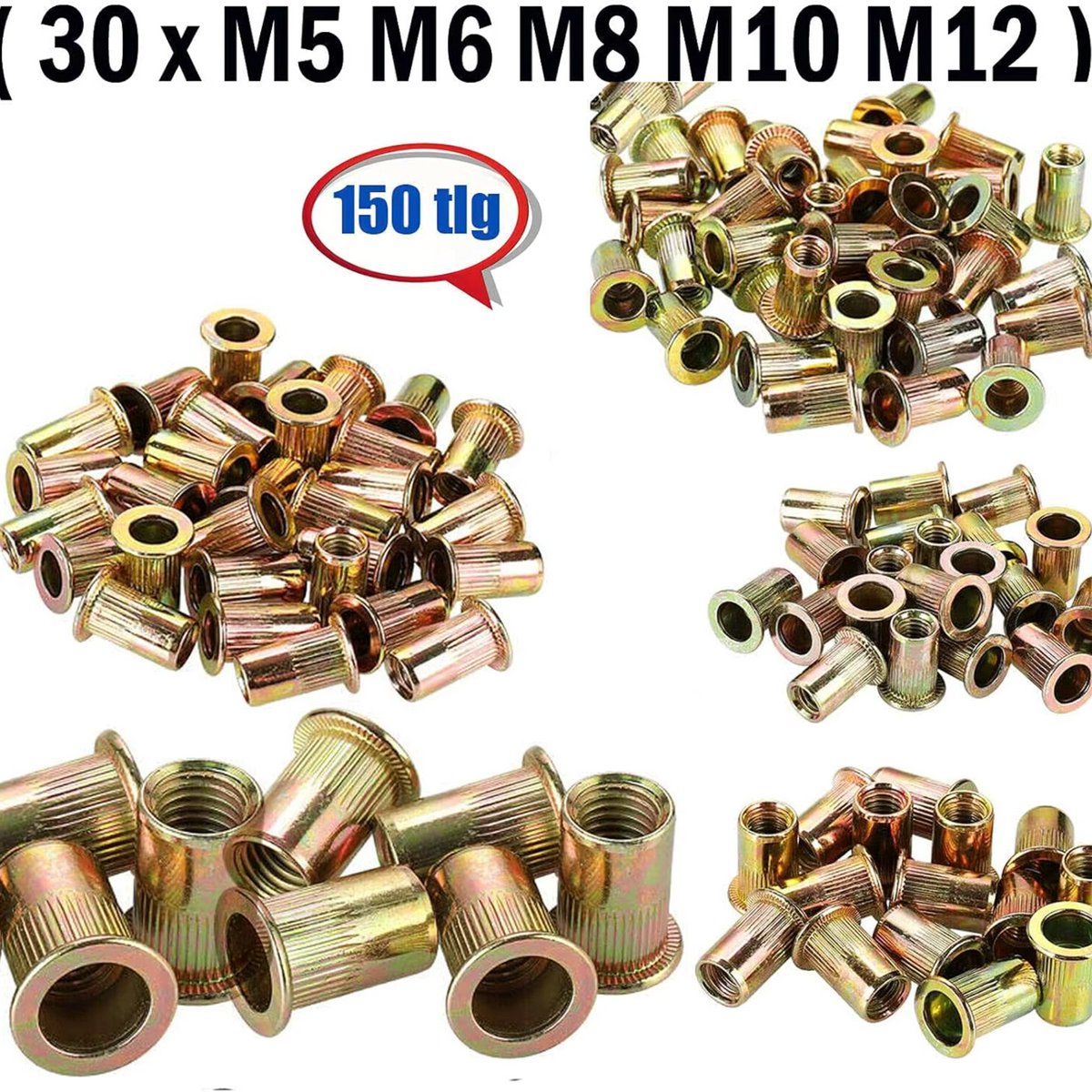 Profi Nietmutternzange Set - Blindklinkmoertang & Nietmachine - Inclusief 150 Moeren - M5-M12 Rivets & Accessoires