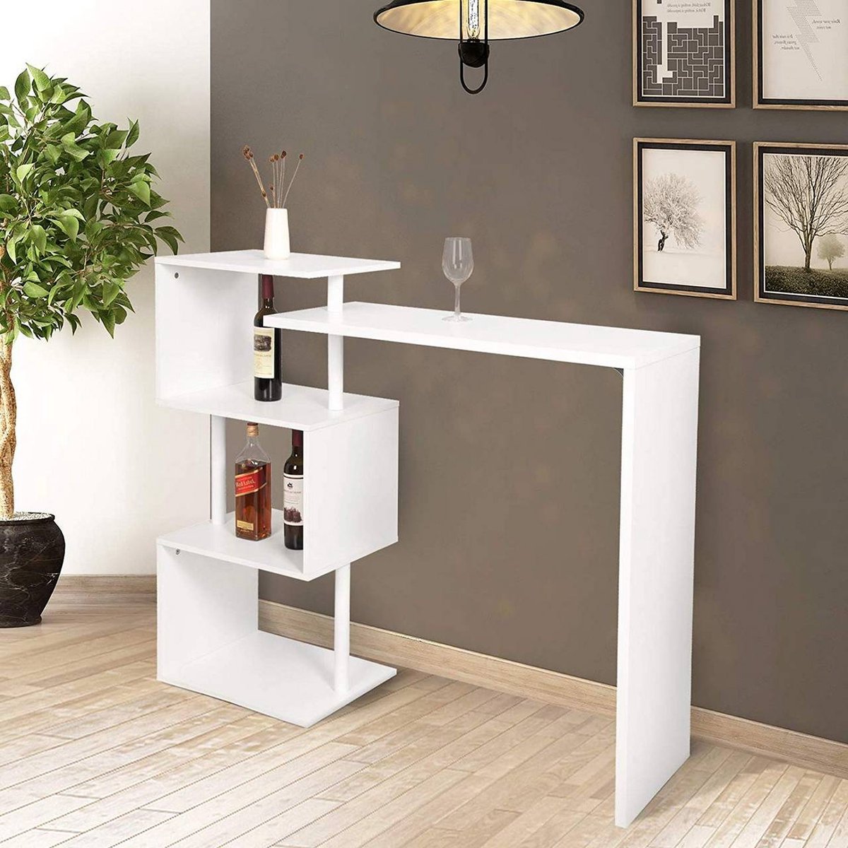 Happyment Bartafel Zita - Voor binnen - Rechthoekig - Hout - Zwart - 98x38x100cm
