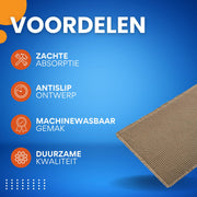 Badmat voor badkamer - Douchemat - Beige - 60x90cm - Absorberend & antislip - Boho stijl