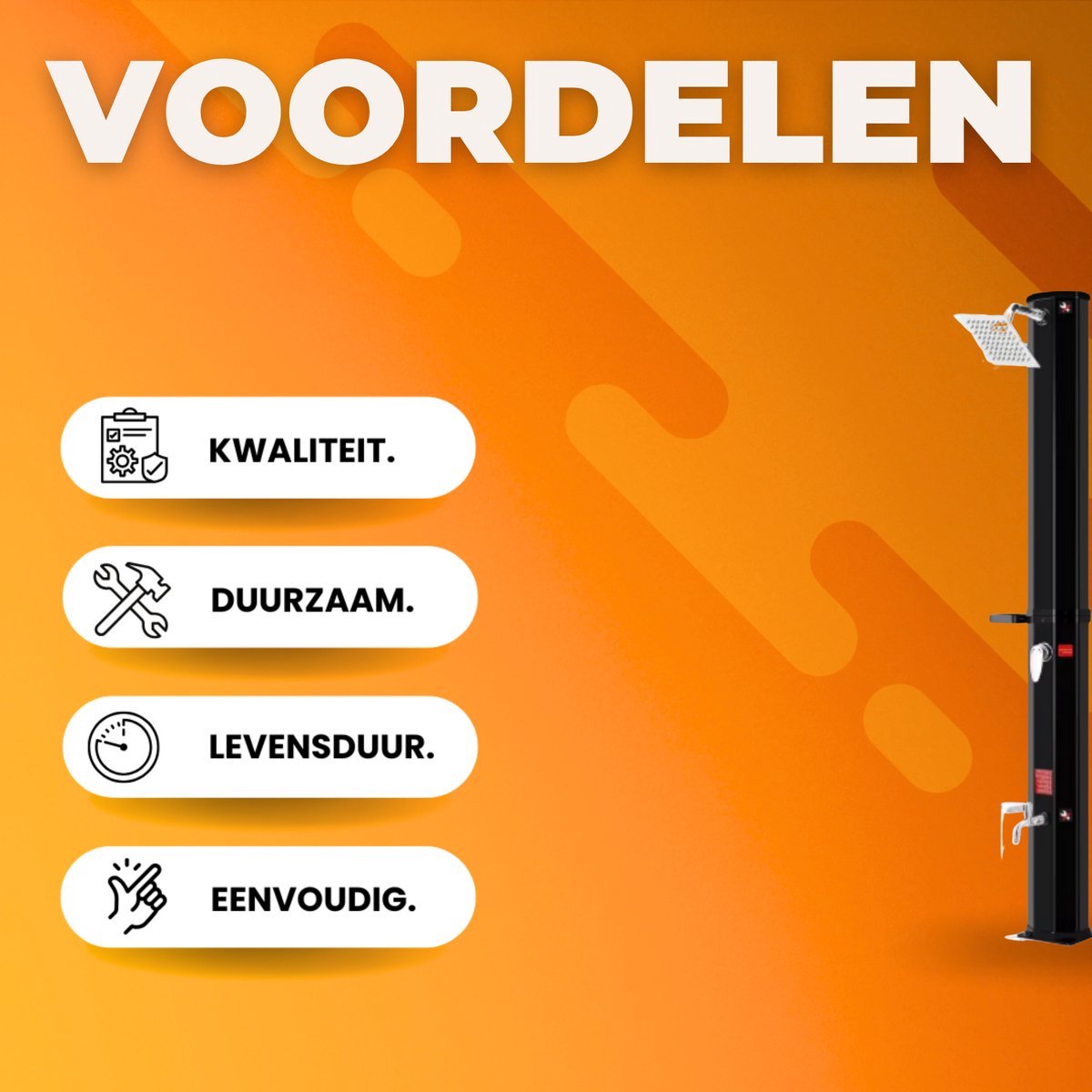 Zonneverwarmde Douche Tavien - Tuindouche - Kampeerdouche - Voor Tuin, Camping, Zwembad & Strand - Met Douchekop en Mengkraan - 35L - Zwart