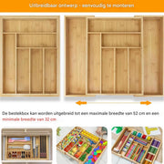 Besteklade Organisator - 6-8 Compartimenten Keukenlade - Keukengerei Houder voor Mes, Vork en Lepel