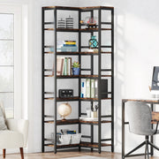 Boekenkast Dully - 7 lagen - Hoekkast - Bruin - Hoekrek - Voor Woonkamer, Slaapkamer of Kantoor - 60x60x200cm