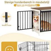 Hondenbench - Hondenkrat - Hondenkennel - Hondenhok - 81 cm - Voor Binnen - Wit/bruin
