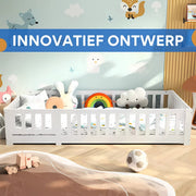 Opulence Kinderbed 90 x 200 cm - Voor Kinderen - Huisbed jongens en meisjes - Peuterbed - Met lattenbodem en valbeveiliging - Zonder matras