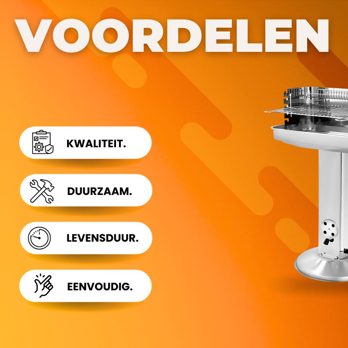 Grill Houtskool BBQ - Voor Tuin, Camping & Outdoor - Draagbare Trechtergrill met Plank - Roestvrijstaal - 87x89x89 cm