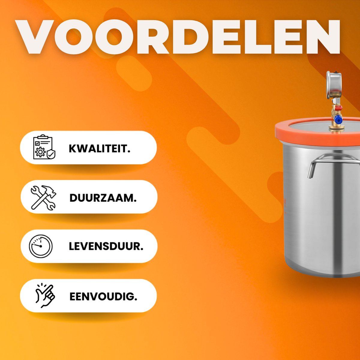 Vacuumkamer 11,4L - Ontgassen slliconen en hars - Vacuümpomp - RVS - 23x27cm - Ontgassen van Siliconen & Hars