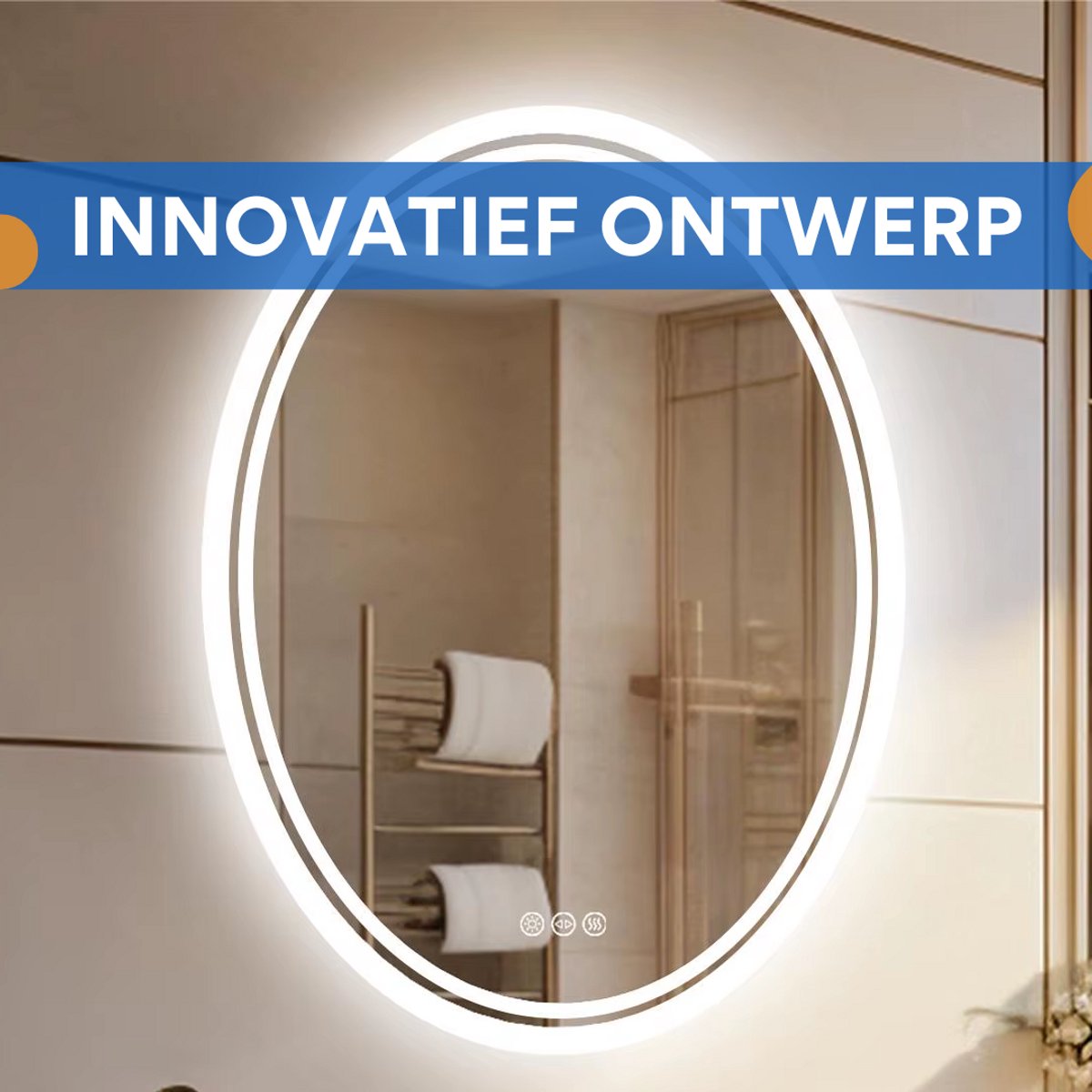 Ovale Wandspiegel - Zilver - Spiegel - Met verlichting - Badkamer - 80x60cm