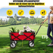 Bolderkar opvouwbaar - Massieve banden - Kinderenvervoer - Bodschappentrolley - Strandkar - Max 80kg