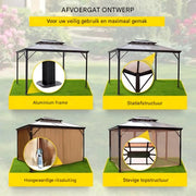 Luxe paviljoen - 3x3M - Weerbestendig - Prieel - Partytent - Gazebo - Pergola - Aluminium Frame - Polyester Doek