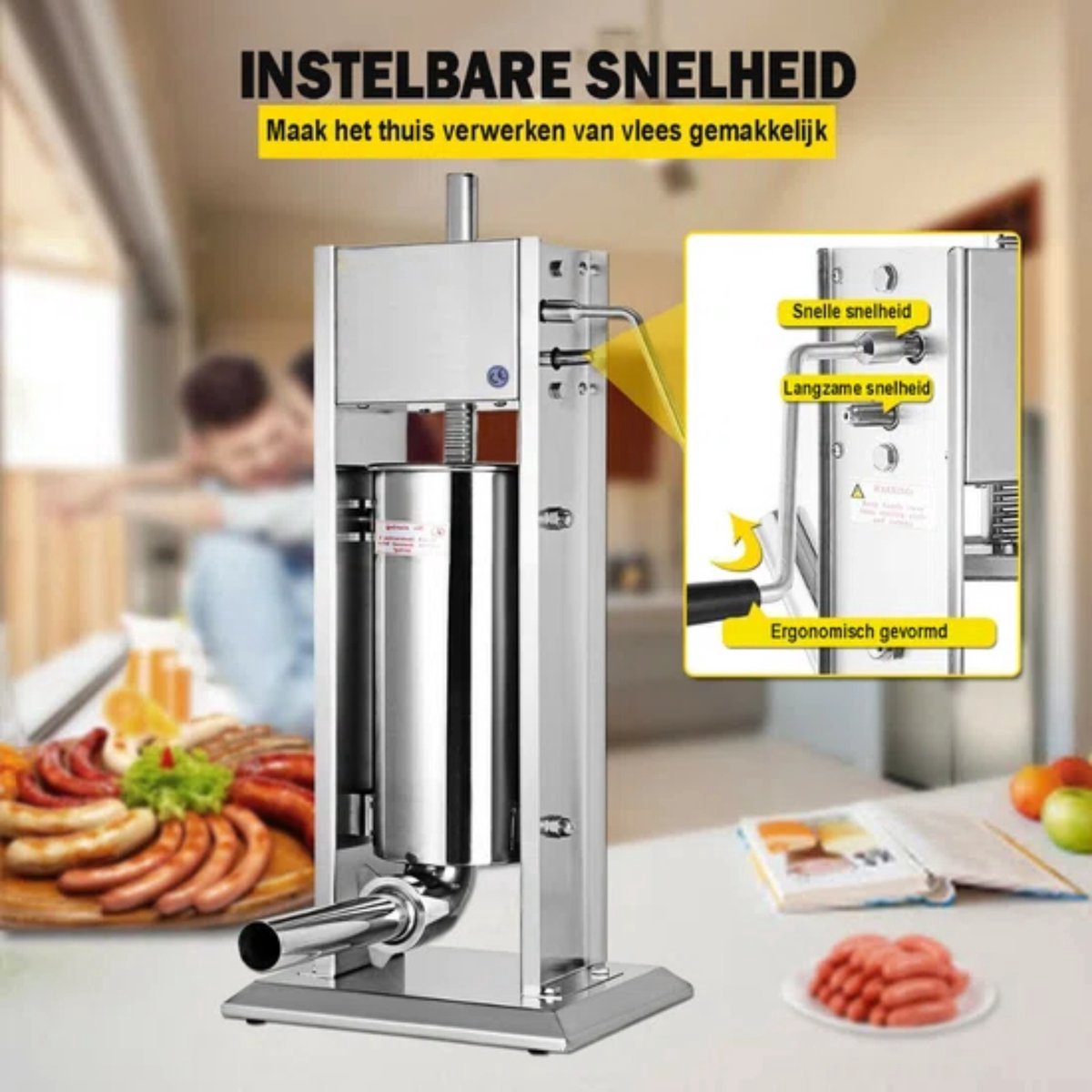 Worstenvuller deluxe - 5L - Worstmaker - Worstmachine - RVS