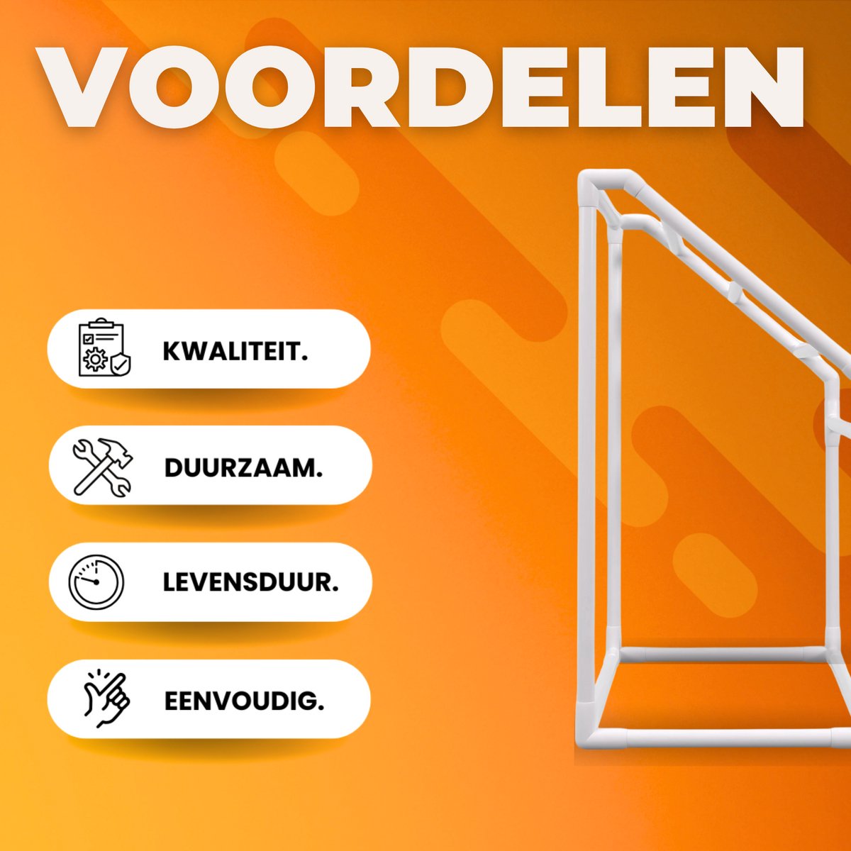 Handdoekkenrek - Badkamer - Vrijstaand - Zonder boren - 5 Rails - 8 Klemmen - 1 Haak - 25KG Capaciteit