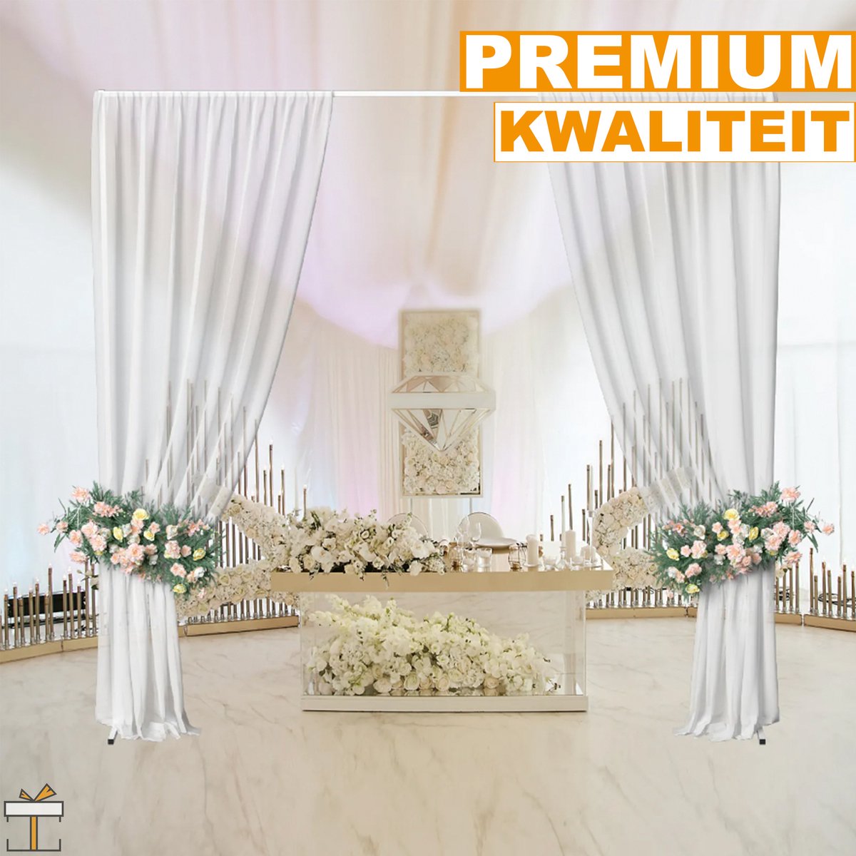 Happyment Bruiloft decoratie - Vierkant - Backdrop frame - Rozenboog - Boog - Versiering accessoires - Wit
