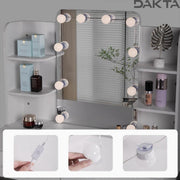 Bolt Edge Make-up Tafel - Wit/Goud - Inclusief spiegel met verlichting - 2 lades