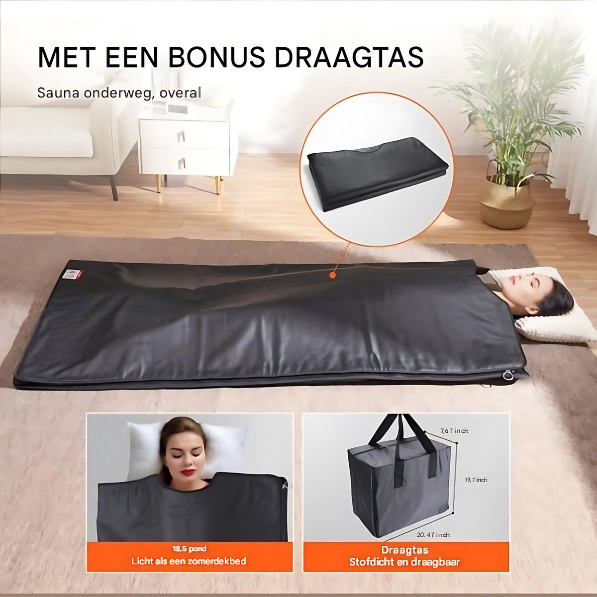 Saunadeken PRO - Infrarood deken - Met afstandsbediening - Elektrisch deken - Verwarmingsmat - 560W - 35°C-85°C Verwarmde Deken