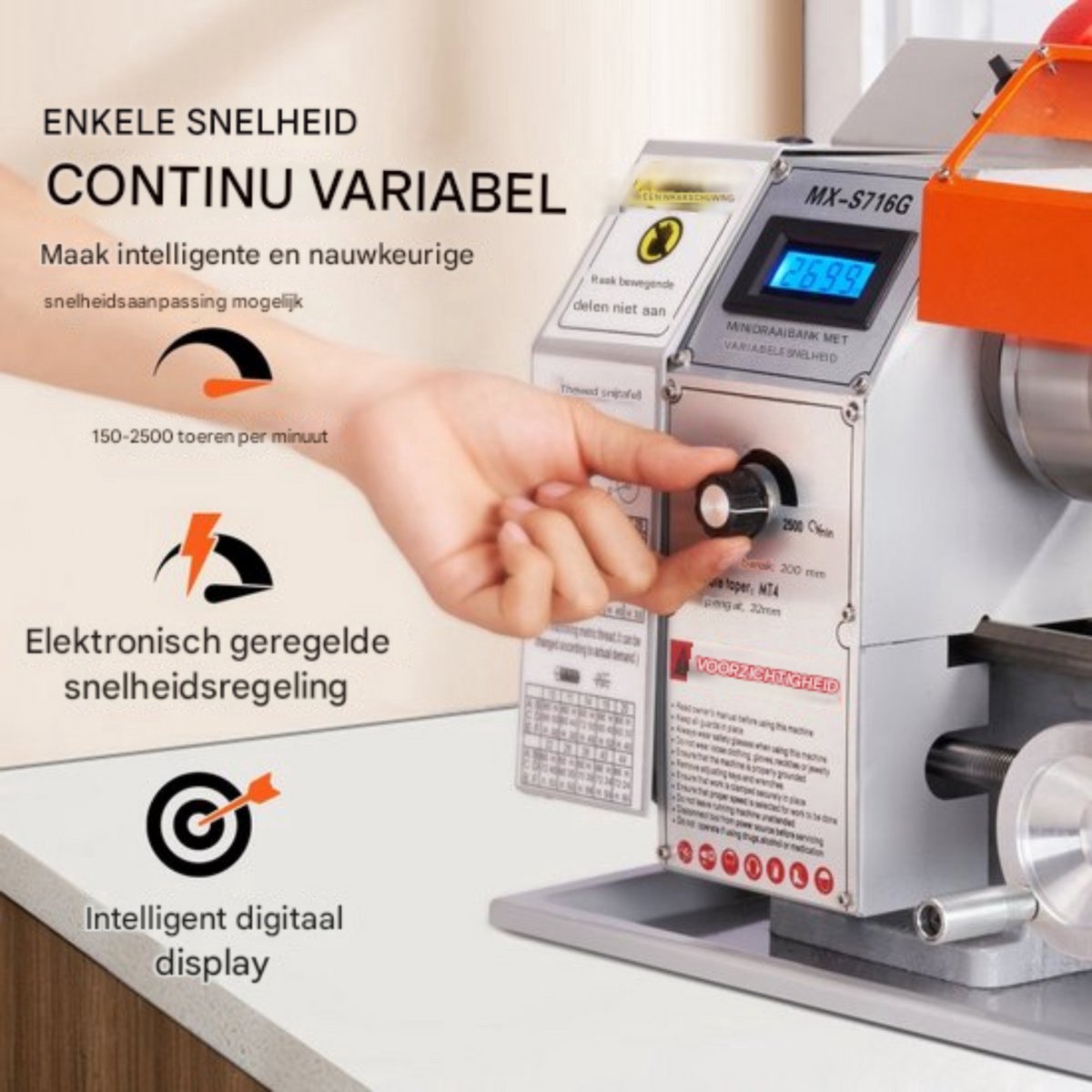 Precisie Metaal Draaibank - 800W - 17,8x40,6cm - 50-2500rpm - MT5 Spindelkegel - Voor Hobby en werkplaats