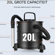 Asstofzuiger deluxe - Pelletkachel aszuiger - As stofzuiger 1200W - Met HEPA Filtersysteem - 20L Metalen Container - 16 kPa Zuigkracht