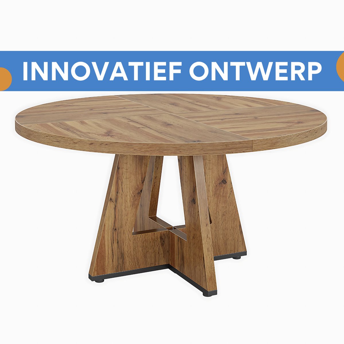 Ronde Eettafel Zenia - Voor 4 personen - 120cm - Voor Keuken of eetkamer - Bruin