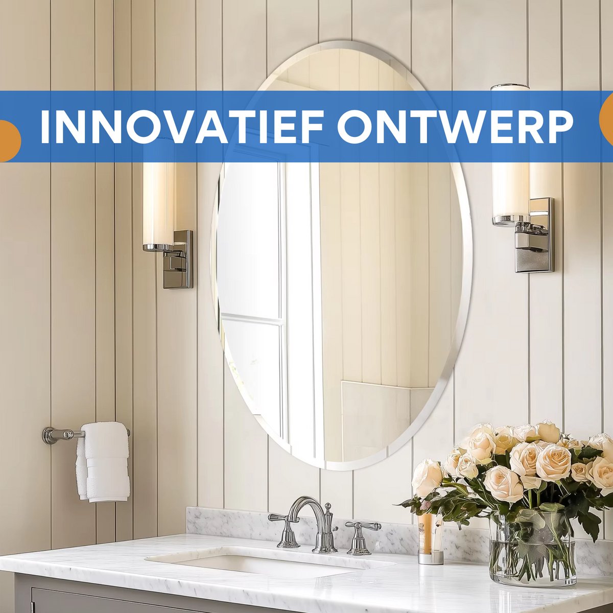 Ovale Wandspiegel Nulad - Organisch - 50x70cm - Voor Woonkamer, Slaapkamer & Badkamer - Decoratieve - Walnoothouten Frame
