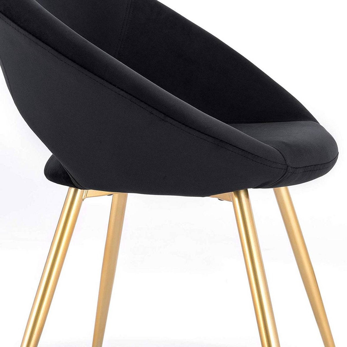 Luxe Velvet Stoel - Zwart - Eetkamerstoel - Met armleuning - Vergaderstoel - Gouden Metalen poten - Set van 1 - Zithoogte 47cm