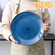 Ventina Serviesset - 8 delig - 8 persoons - Donkerblauw - Dinerborden - Bordenset - Diepe borden - Ontbijtborden - Servies - Keukenservies