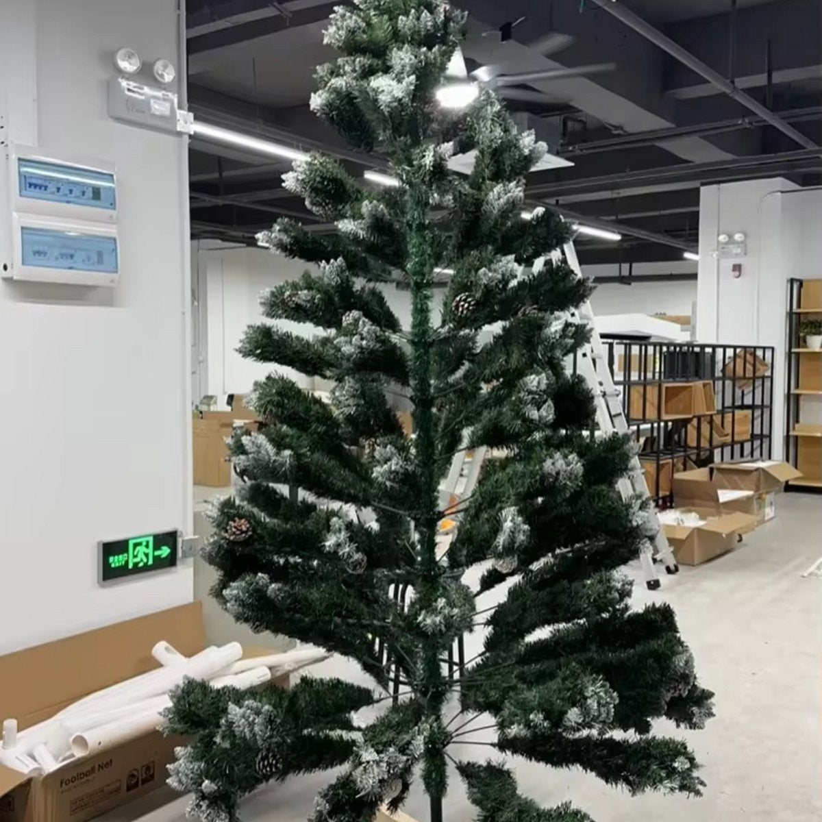Kerstboom met sneeuw - Dennenappels - Canadese Spar - 150cm - Zonder verlichting