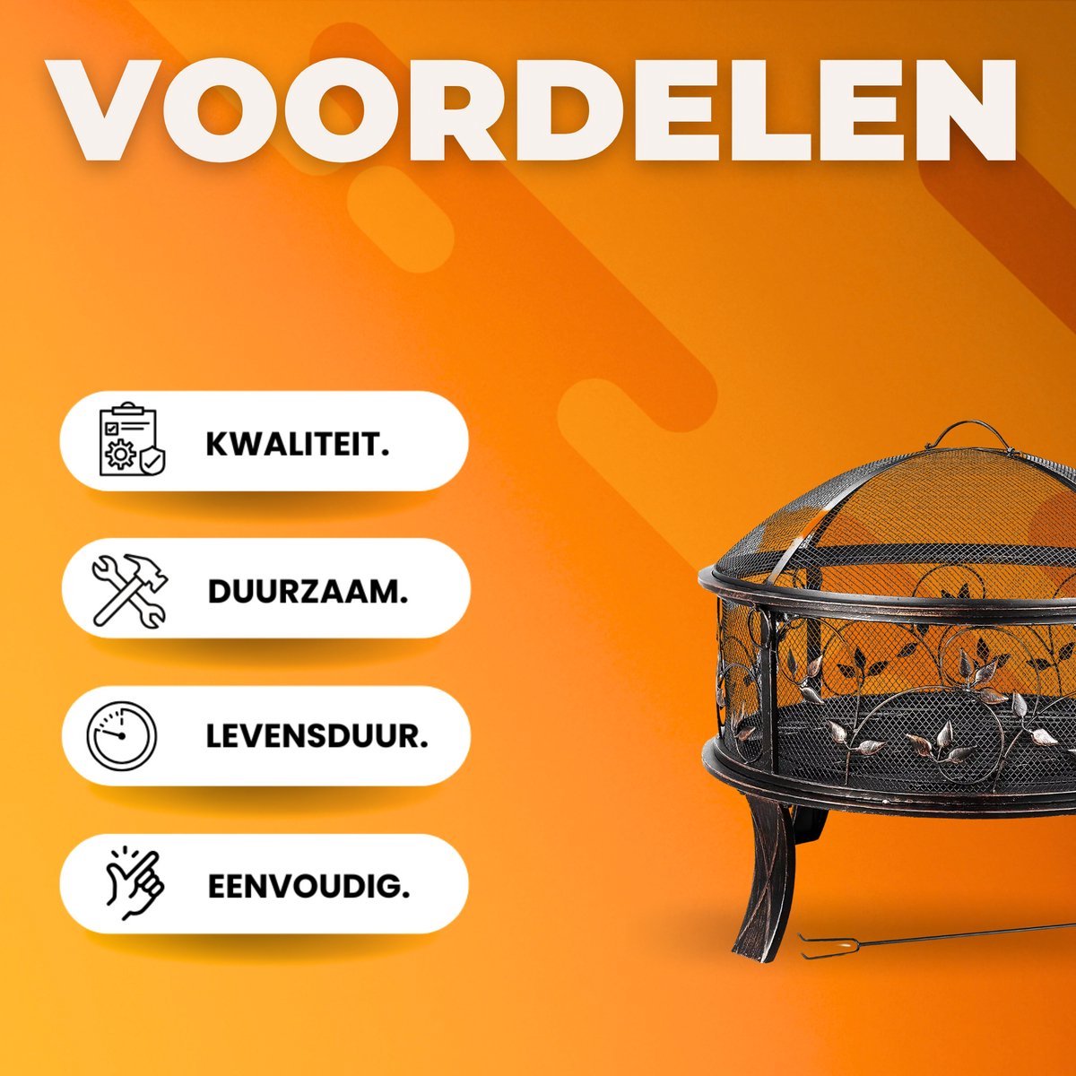 Vuurkorf Tavien met vonkenscherm - 69cm - Voor buiten - Vuurschaal - BBQ - Tuinhaard - Sfeerhaard