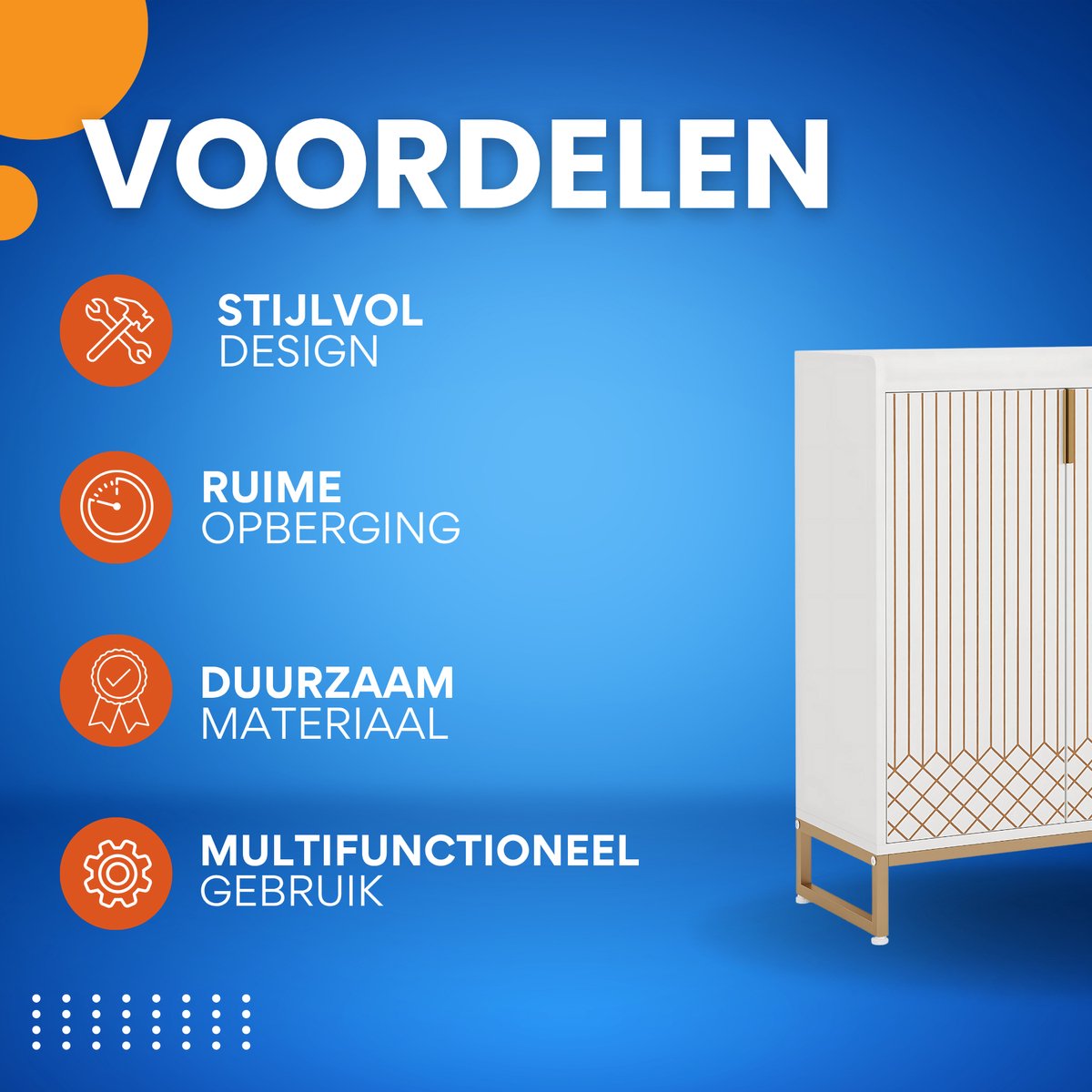 Schoenenkast met deuren - 5 lades - Wit - Voor 20 paar - Schoenenrek - Woonkamer en slaapkamer - 105 cm hoog × 75 cm breed × 35 cm diep