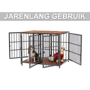 Hondenbench - Hondenkrat - Hondenkennel - Hoekvormig - Hondenhok - Voor Kleine & Middelgrote Honden - Walnoot - 90x62x68.5cm
