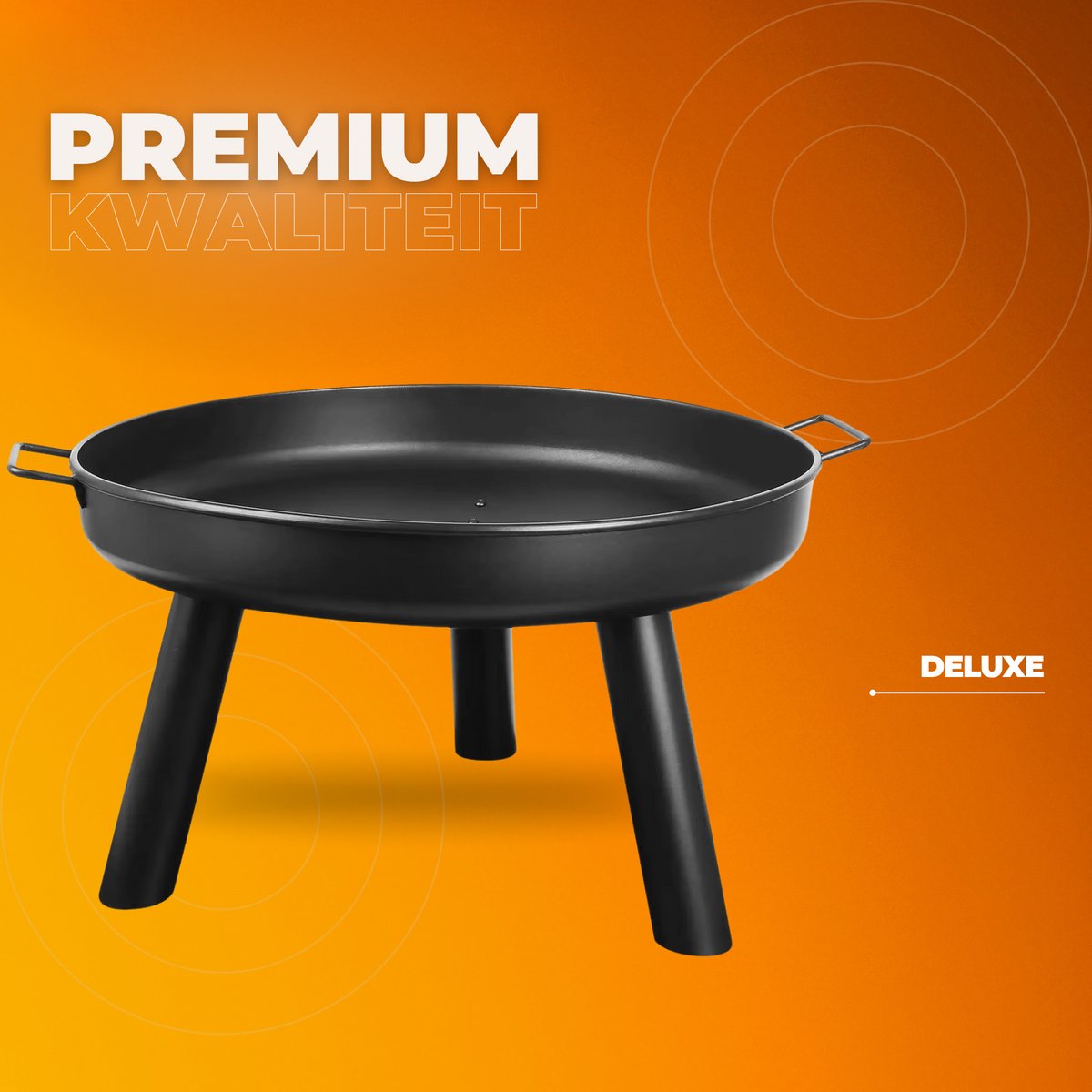 Vuurkorf kom met handgrepen - Vuurschaal - Terrashaard - Afneembare metalen vuurkorfvork - Multifunctionele vuurplaats voor terras, verwarming en BBQ-grill - Diameter 60 cm