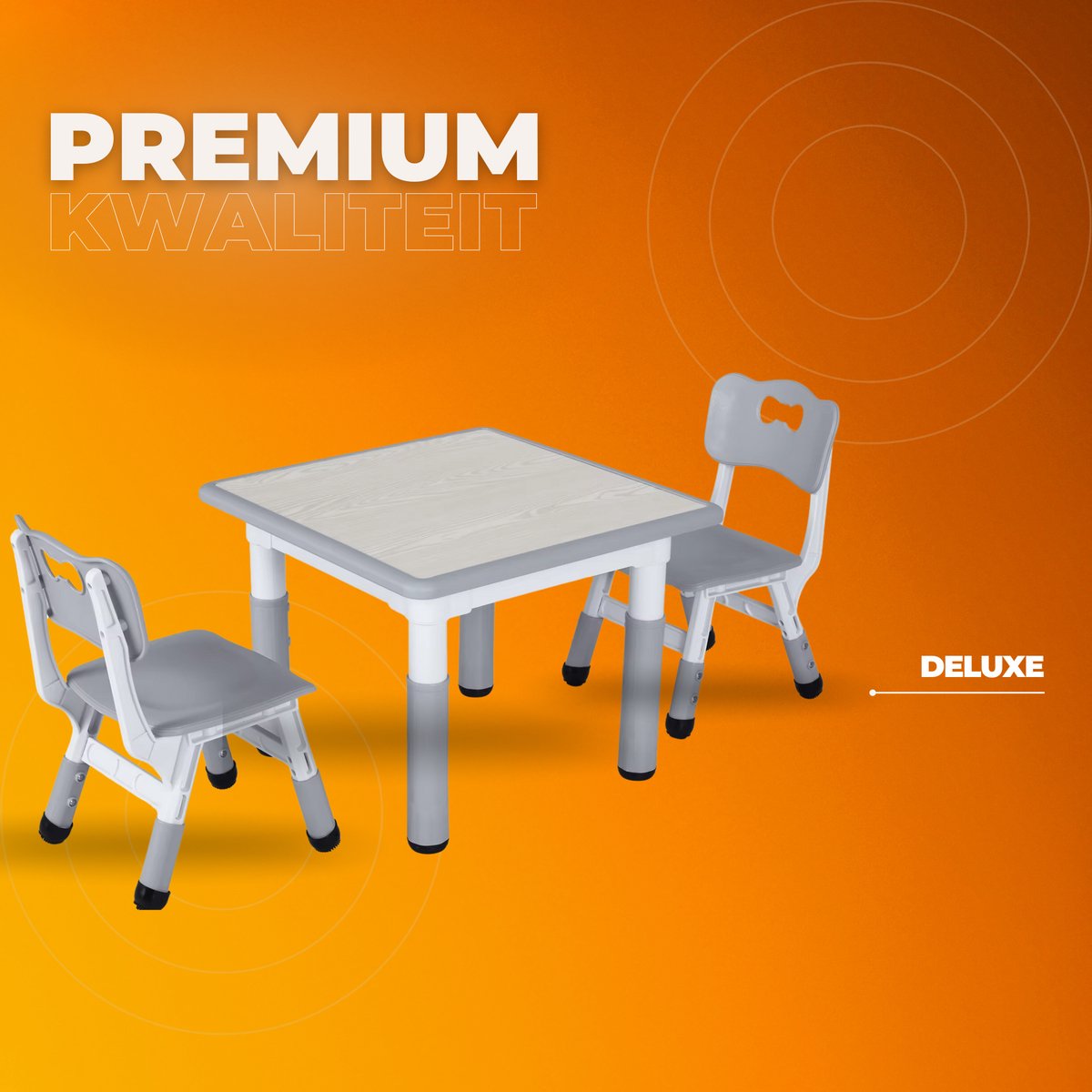Kindertafel met stoeltjes - 2 stoelen - Activiteiten tafel - Speeltafel Kinderbureau - 3-8 jaar - In Hoogte Verstelbaar - Studeertafel voor Kinderen - Lichtgrijs