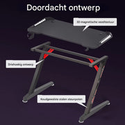 Gaming bureau Nevio - Met LED verlichting - 140cm desk - Metalen poten