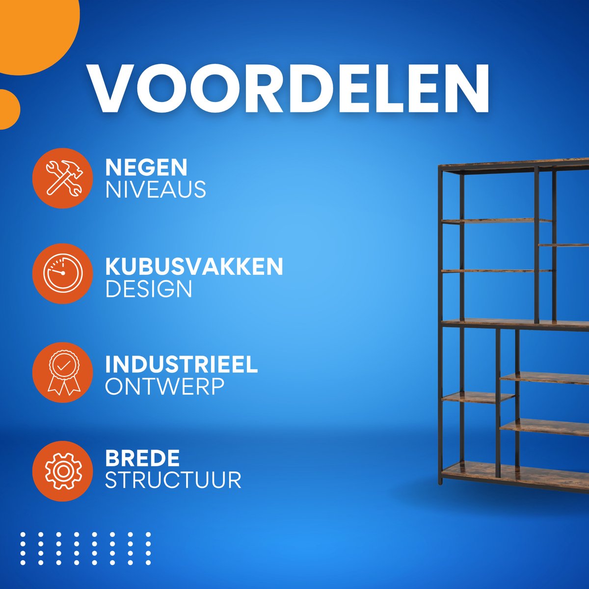 Boekenkast Varli - Bruin - Met 10 vakken - Vakkenkast - Boekenrek - Opbergrek - Voor Kantoor, Woonkamer of Slaapkamer