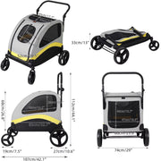 Hondenbuggy Tavien - Inklapbaar - Voor grote honden - Tot 55KG - All terrain - Comfort