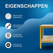 Bijzettafel met opbergruimte - Voor woonkamer of slaapkamer - Tafeltje met plank en opslagfunctie - Geel