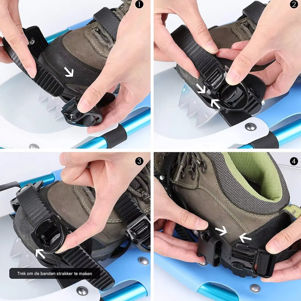 Sneeuwschoenen voor Heren, Dames & Jeugd - Maat 47-48 - Snowboots - Outdoorlaarzen - Lichtgewicht Aluminiumlegering met Trekkingstokken - Gemakkelijk te Dragen