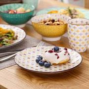 Empress Bordenset – Serviesset – Color 4 persoons – 16 delig – Kleurrijk Keramisch – Breakfast Plates – Grote inhoud