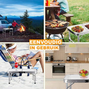 Picknick Klaptafel Vareo - 90cm - Aluminium Opvouwbaar en Draagbaar - In Hoogte Verstelbaar Lichtgewicht voor Camping en Barbecue, 90x60x37/67cm
