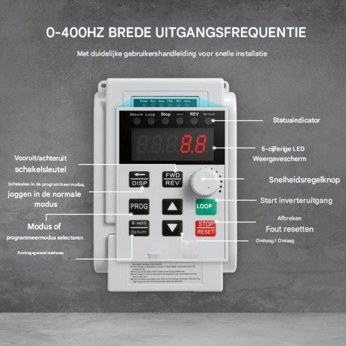 Frequentieomvormer - 4kW 18A - 5HP - Frequentie omvormer - Inclusief 20cm Kabel